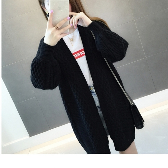 Oversized balloon sleeve open cardigan - Picture 3 of 3